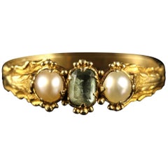 Antique Georgian Tourmaline and Pearl Trilogy Ring, circa 18th Century