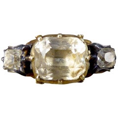 Georgian Foiled Back Paste Three-Stone 18 Carat Gold Ring