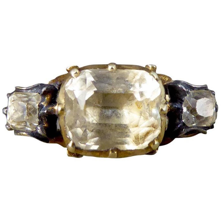 Closed Back Diamond Silver Gold Ring For Sale at 1stdibs