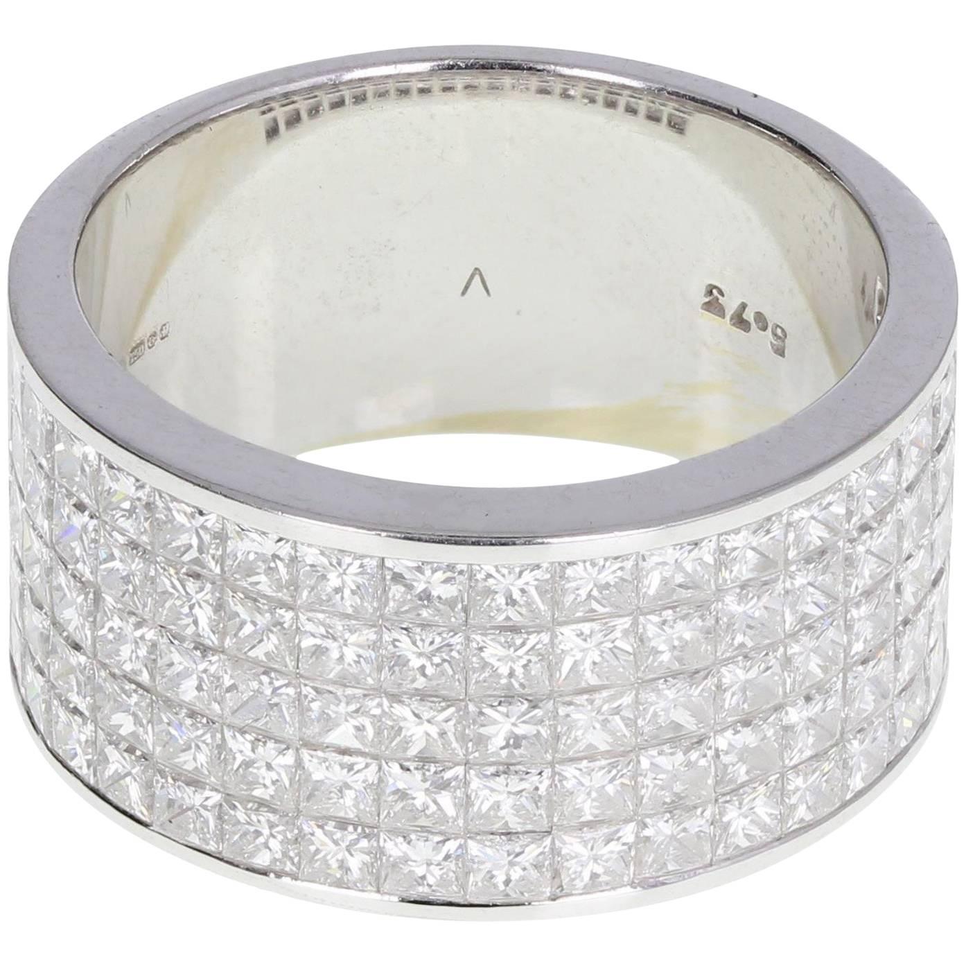 Invisibly Set Princess Cut Diamond Band Ring