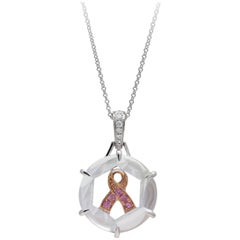 Frederic Sage Sapphire and Quartz Pink Ribbon Pendant