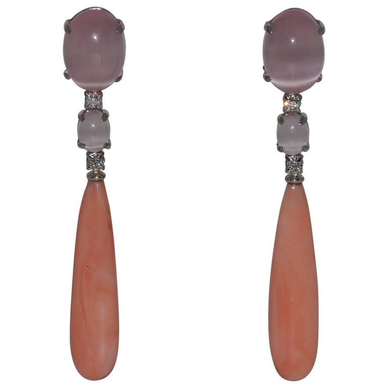 C Diamonds And Quartz Rose Gold Chandelier Earrings For At C Quartz And White Diamonds On Gold Chandelier Earrings