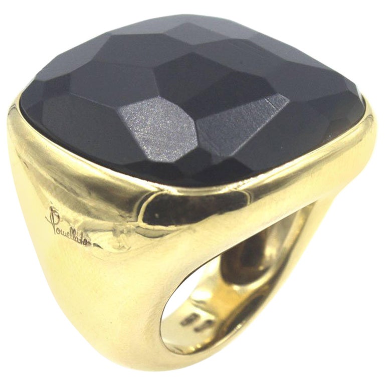 Pomellato Jet Victoria 18 Karat Yellow Gold Cocktail Ring at 1stDibs