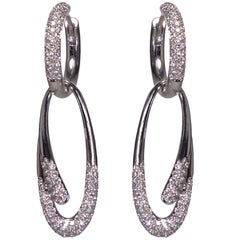 18 Karat White Gold Diamond Earrings with Detachable Drop