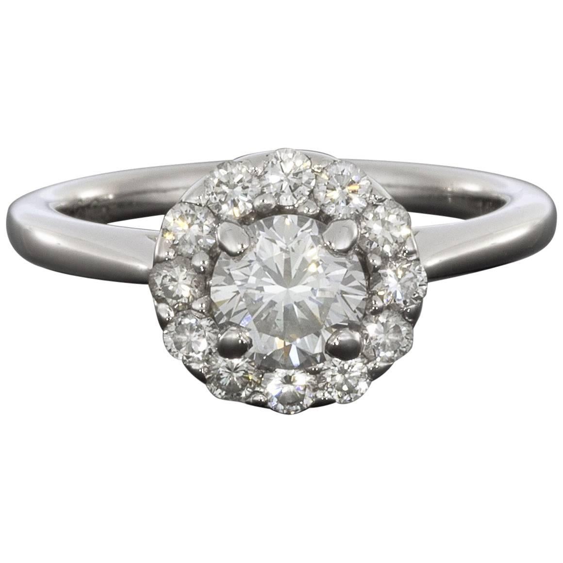 Gabriel & Co. White Gold .98 Carat Round Diamond Halo Engagement Ring