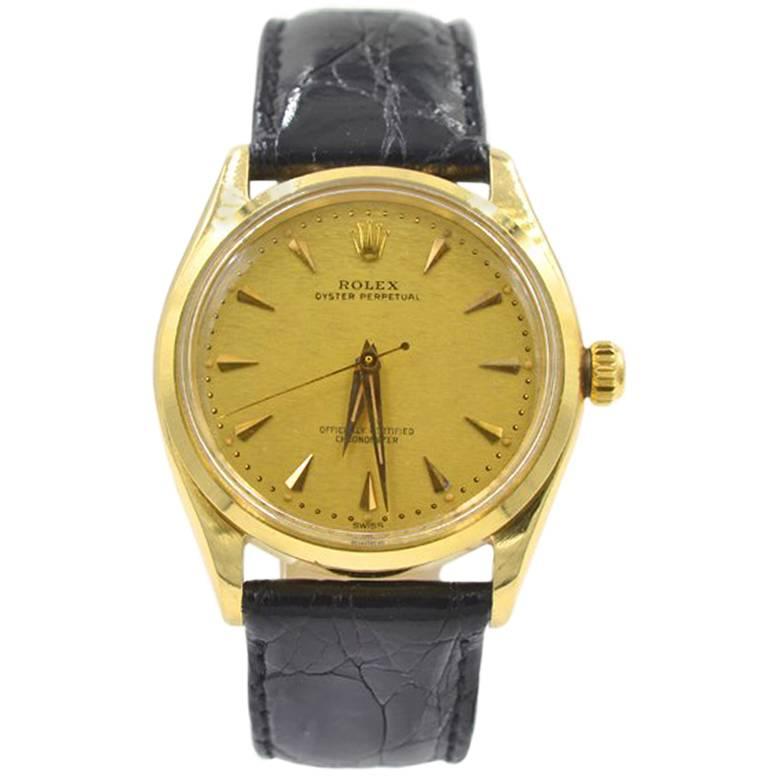 Rolex Yellow Gold Oyster Perpetual Wristwatch Ref 6567, circa 1959 For Sale