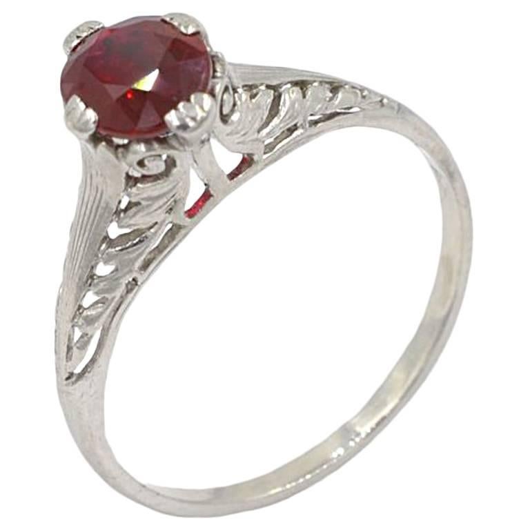 GIA Certified 1.07 Carat Natural Burma Ruby and Platinum Engagement Ring For Sale
