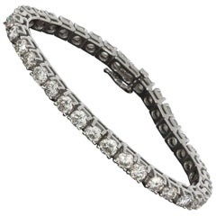 Round Diamond Prong Set White Gold Tennis Line Bracelet