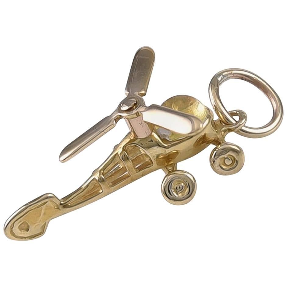 Gold Helicopter Charm For Sale