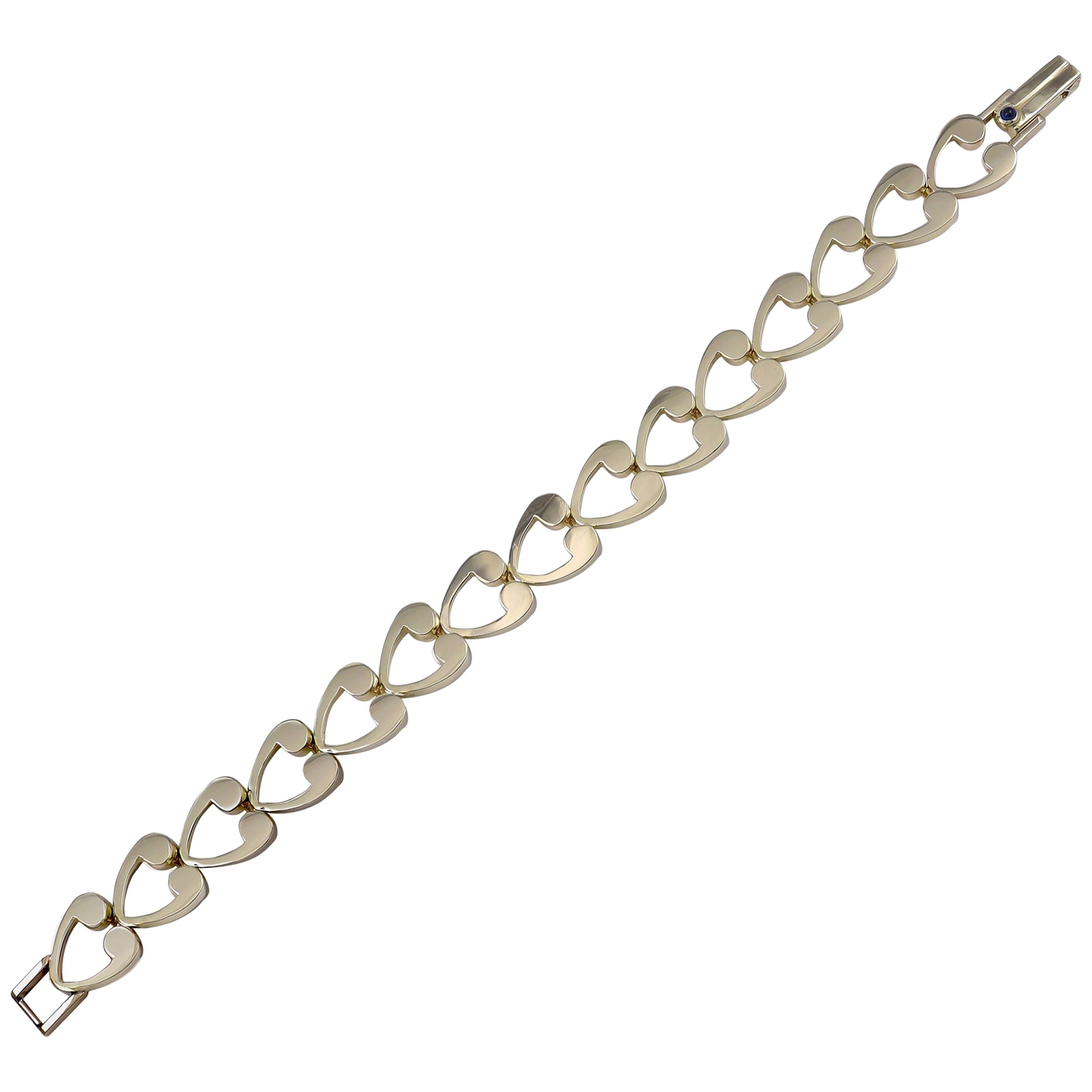 Gold Heart Link Bracelet For Sale at 1stDibs