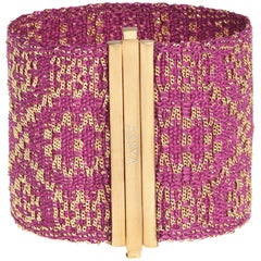 Assya London Fuscia Pink Silk Woven Cuff Bracelet