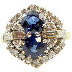 Vintage Sapphire and Diamond Cluster Dress Ring, Hallmarked 1991