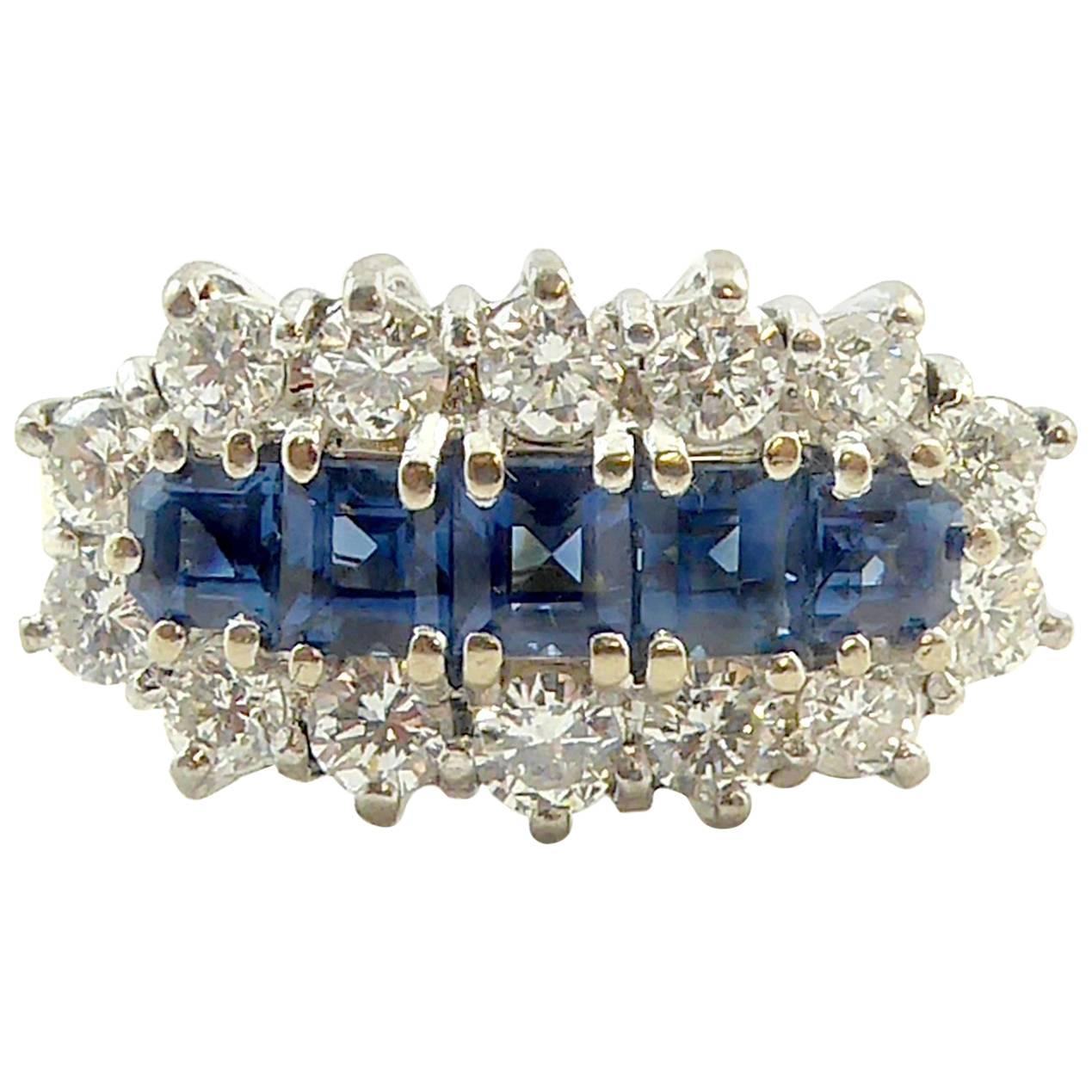 1980s Vintage Sapphire Diamond Cluster