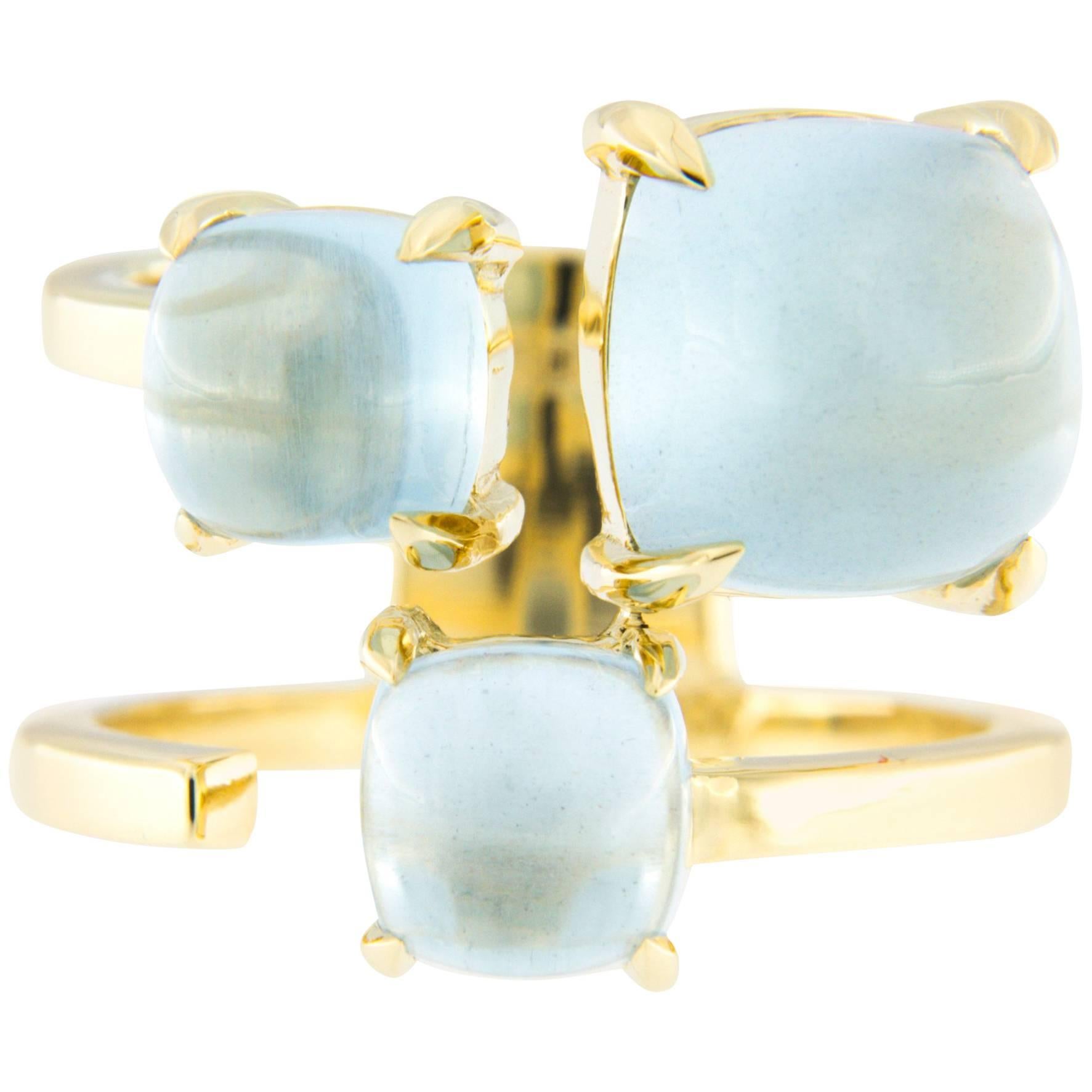 Jona Aquamarine 18 Karat Yellow Gold Band Ring