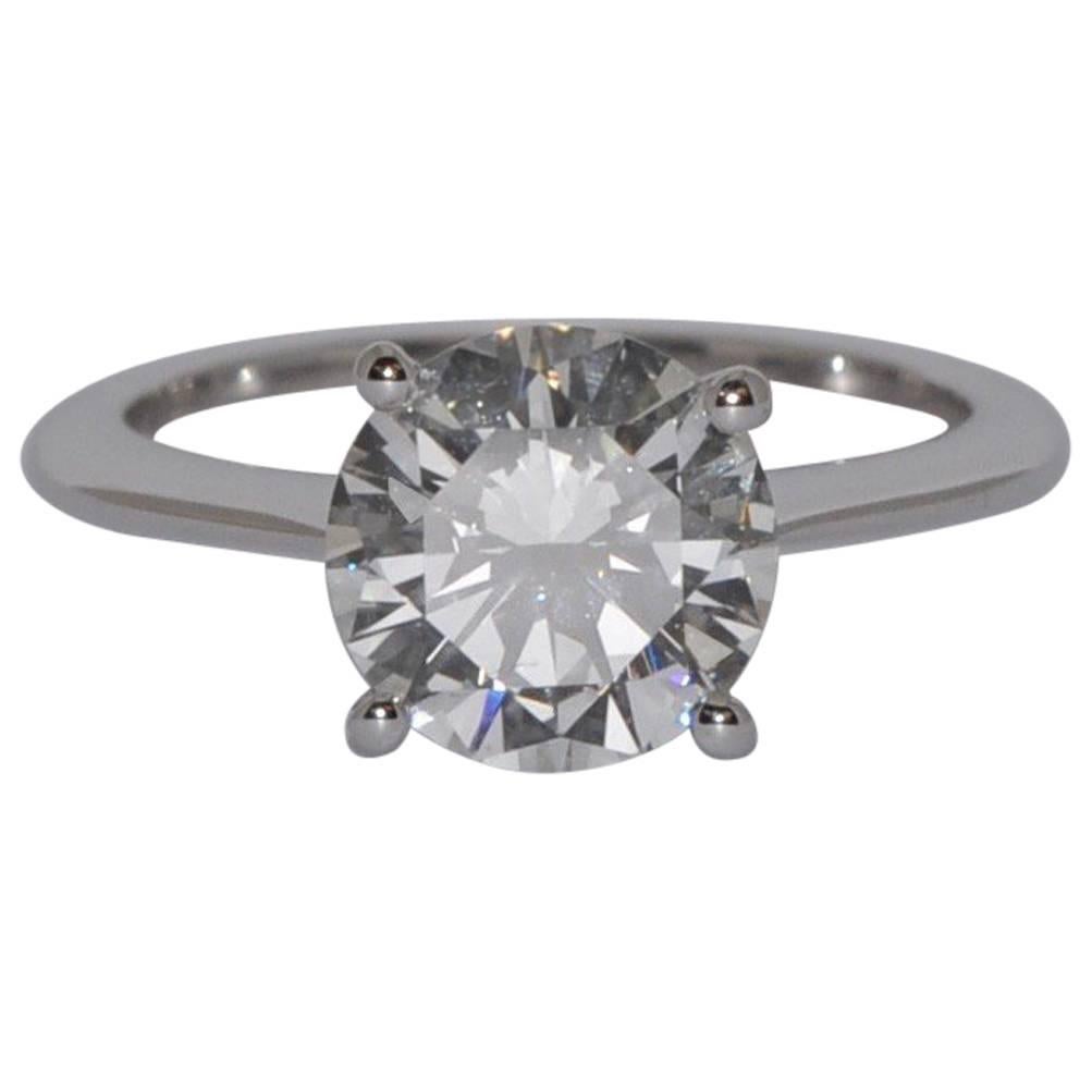 Solitaire Certified Diamond 2.28 Carat Four Claws White Gold Engagement Ring