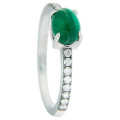 Jona Emerald White Diamond 18 Karat White Gold Solitaire Ring
