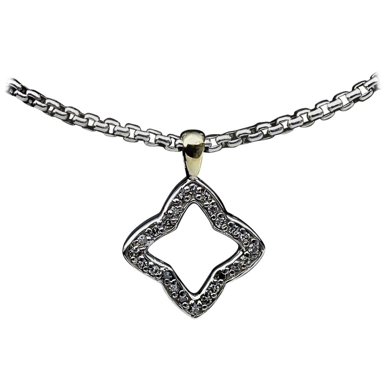 David Yurman Pave Diamond Sterling Silver Quatrefoil Pendant