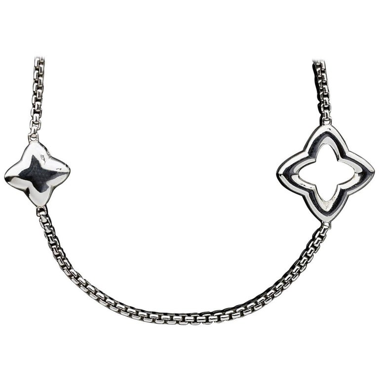 David Yurman Quatrefoil Sterling Silver Chain Necklace at 1stDibs