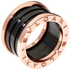 Bulgari Bvlgari B.Zero1 Ladies' Ring 18 Karat Rose Gold and Black Ceramic