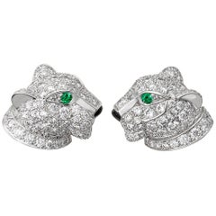 Cartier Diamond and Emerald Panther Earrings