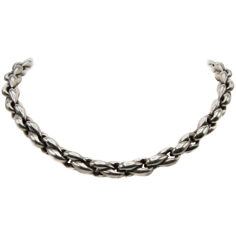 Hermes Farandole Long Solid Silver Classic Chain Necklace at 1stdibs