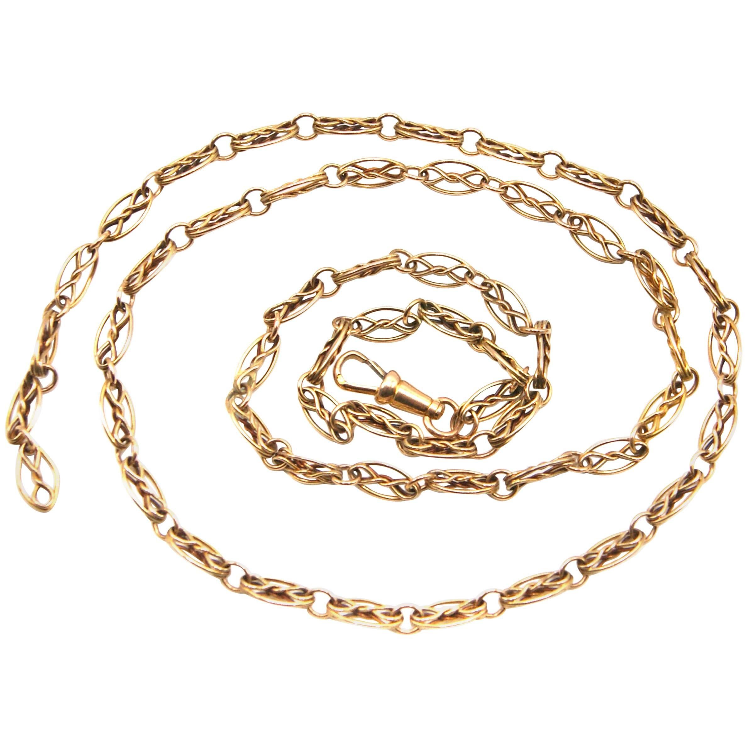 French Antique 18 Karat Yellow Gold Long Chain