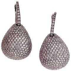 White Gold and Diamond Geometric Drop Earrings