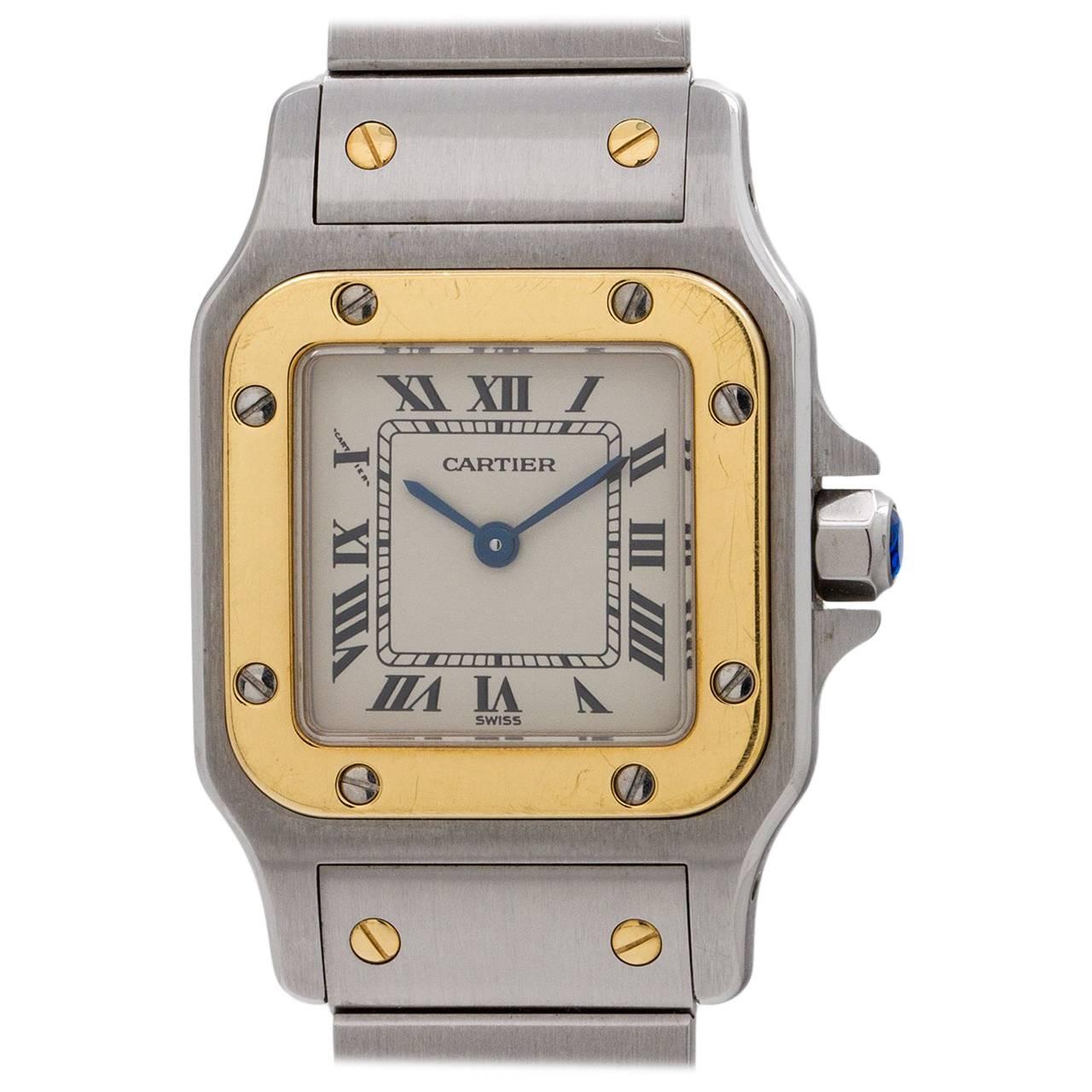 Cartier Ladies Yellow Gold Stainless Steel Santos Galbe Quartz Wristwatch
