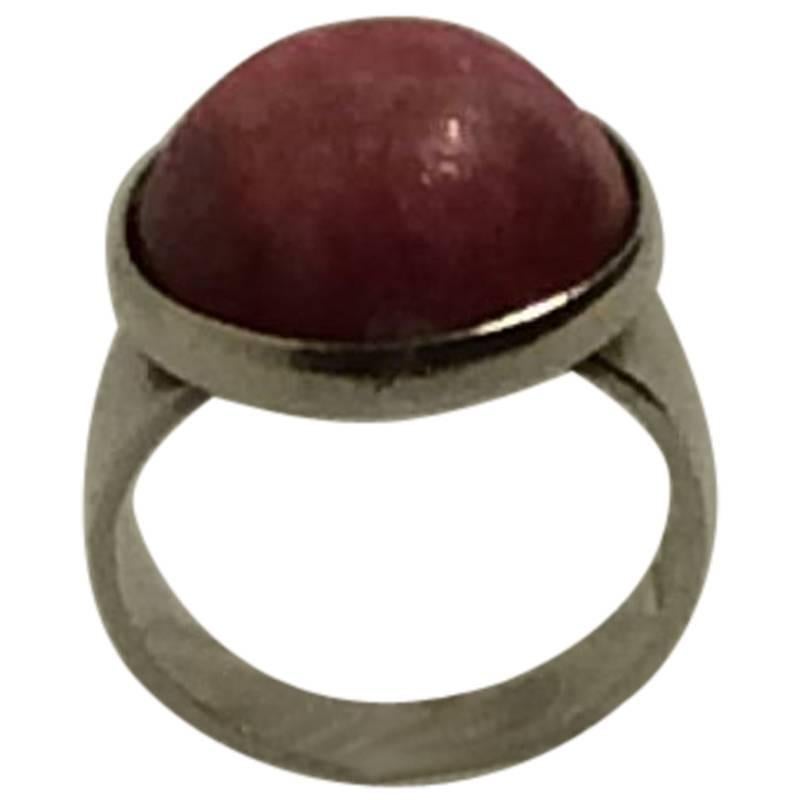 Niels Erik From Sterling Silver Ring with Rose Agate For Sale