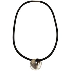 Georg Jensen Sterling Silver Pendant with Rubber Collar No. 376