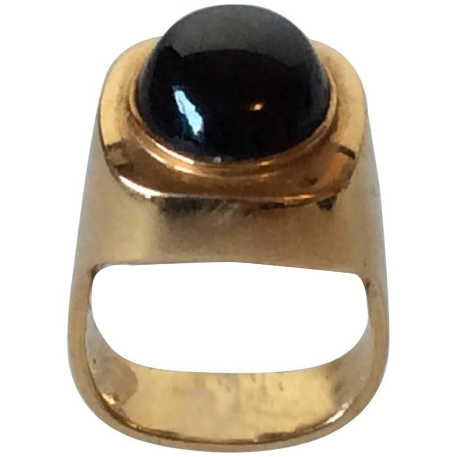 Georg Jensen 18 Karat Gold Ring with Cabochon Star Sapphire
