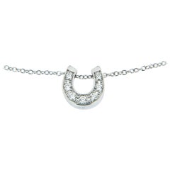 Jona White Diamond Horseshoe in 18 Karat White Gold Sliding Pendant Necklace