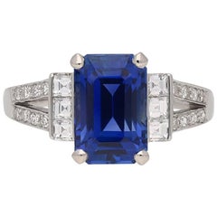 Art Deco Ceylon Sapphire and Diamond Ring, circa 1935