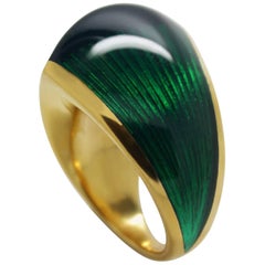 William Cheshire Translucent Green Cold Enamel Gold Vermeil Libertine Ring