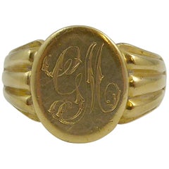 Edwardian Antique Gold Gents Signet Ring:: gestempelt London 1911:: 18 Karat Gold