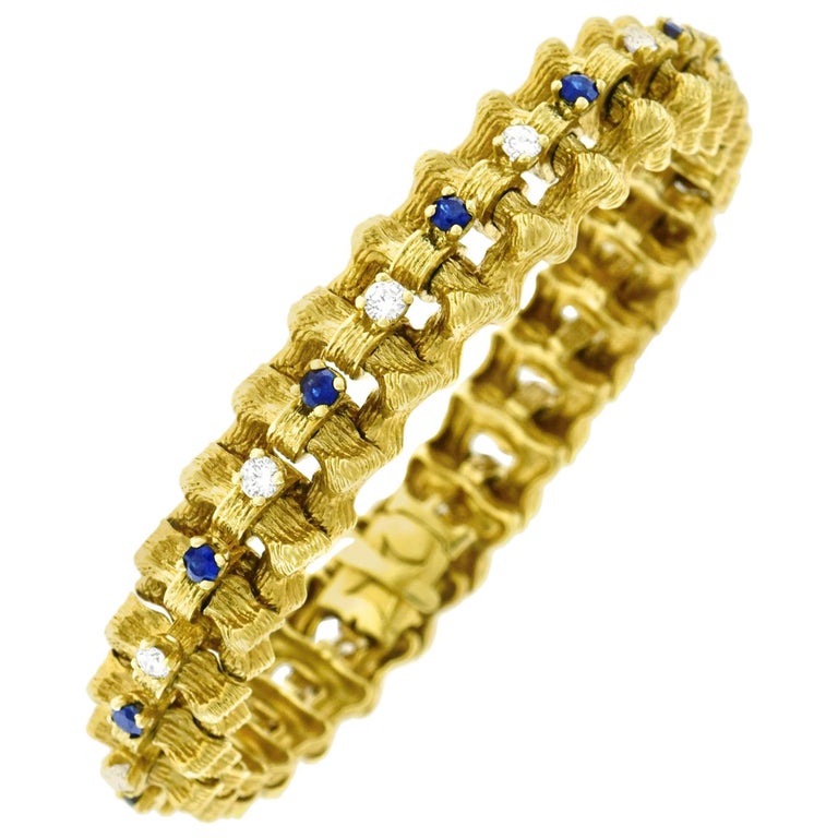 Sapphire and Diamond Set Gold Bracelet at 1stDibs