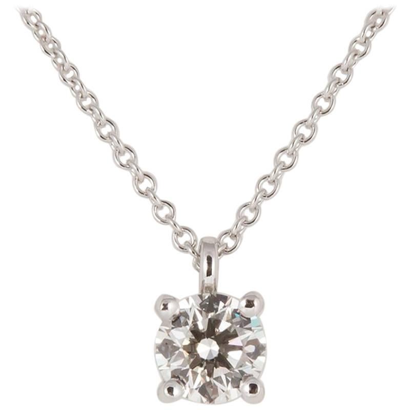 Tiffany & Co. Platinum Diamond Solitaire Pendant Necklace 0.52 Carat