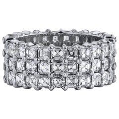 Triple Row 6.43 Carat Asscher Cut Diamond Ring