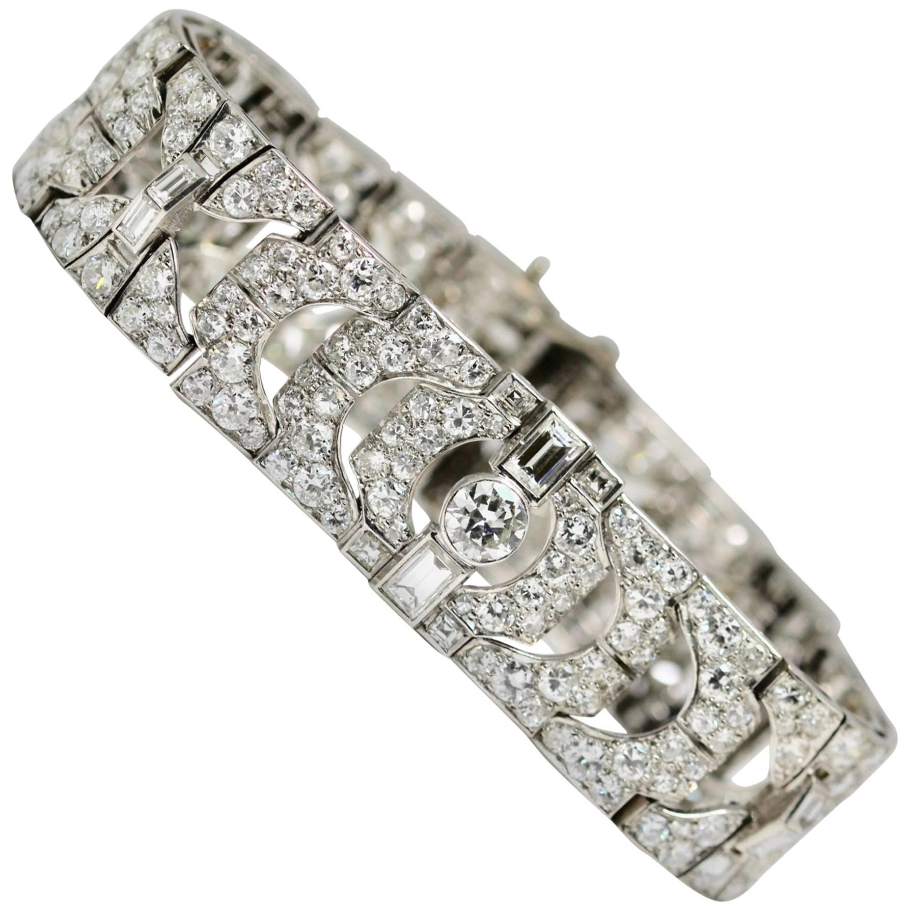 1930s Platinum Art Deco Diamond Bracelet