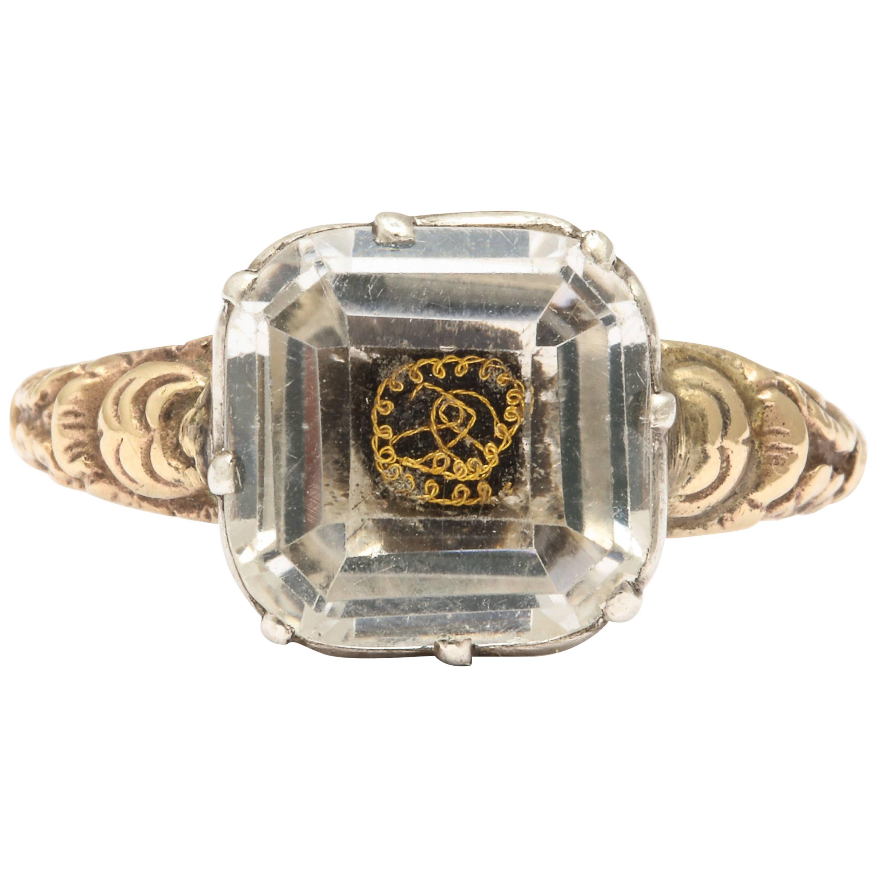 18th Century Stuart Crystal Ring, 15 Karat Gold, Great Britain