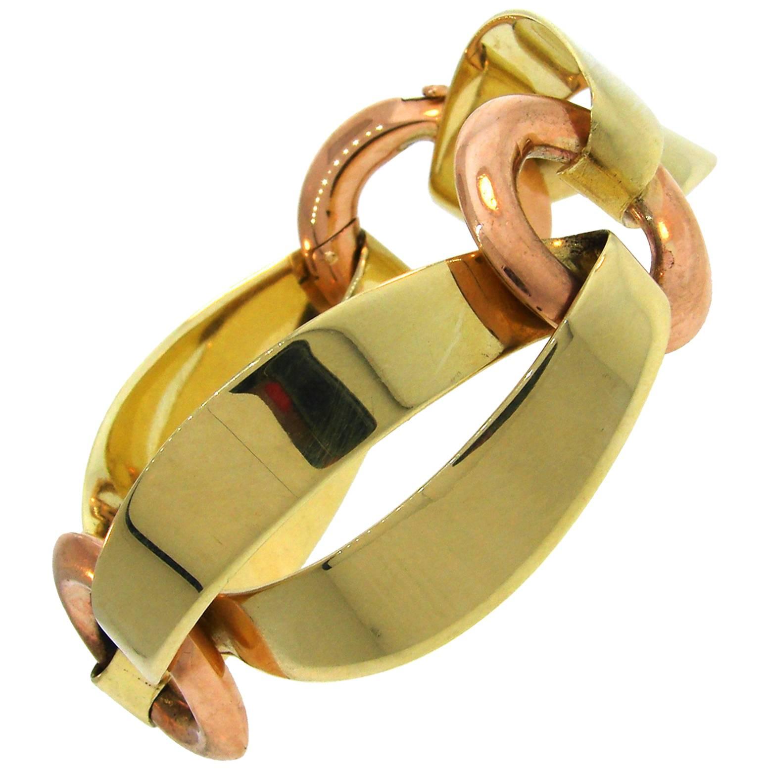 1940s Cartier Yellow and Rose Gold Bracelet