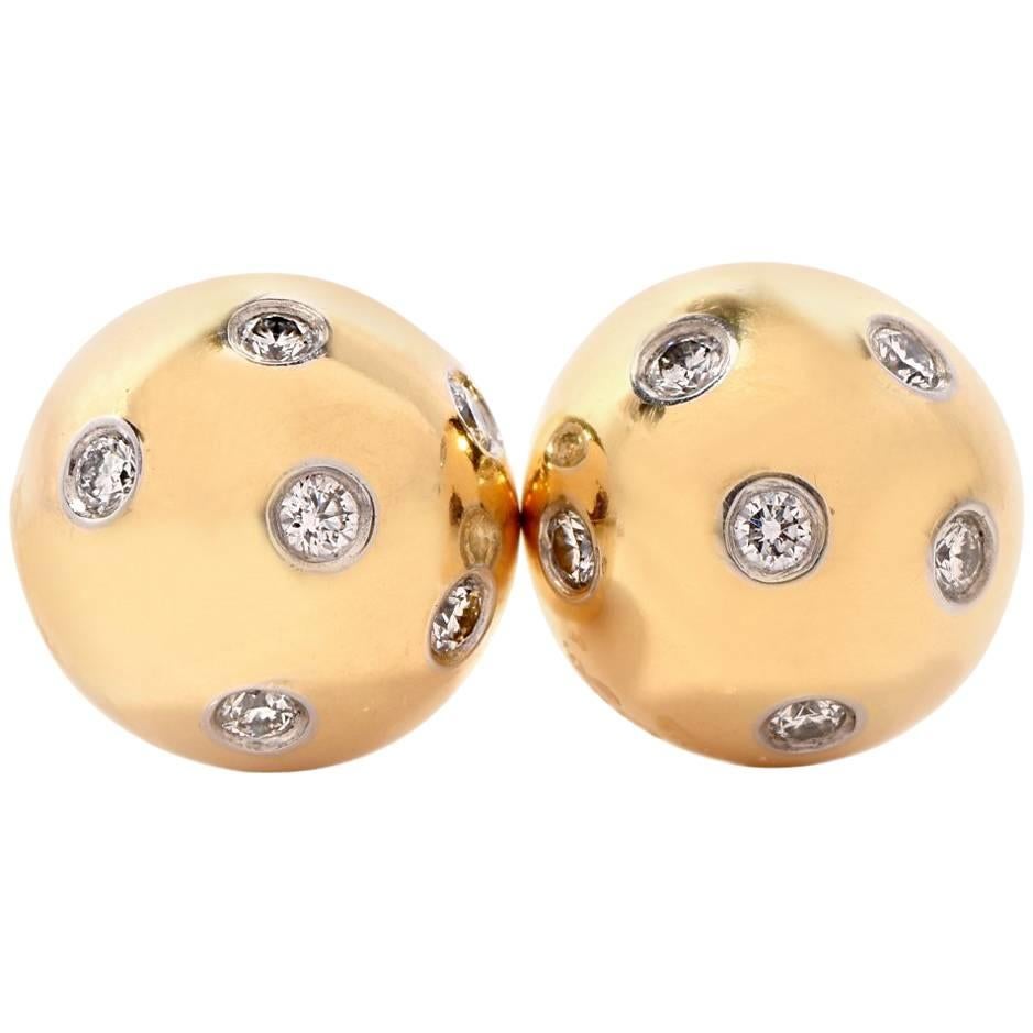 Tiffany & Co. Etoile Diamond 18 Karat Gold and Platinum Ball Stud Earrings