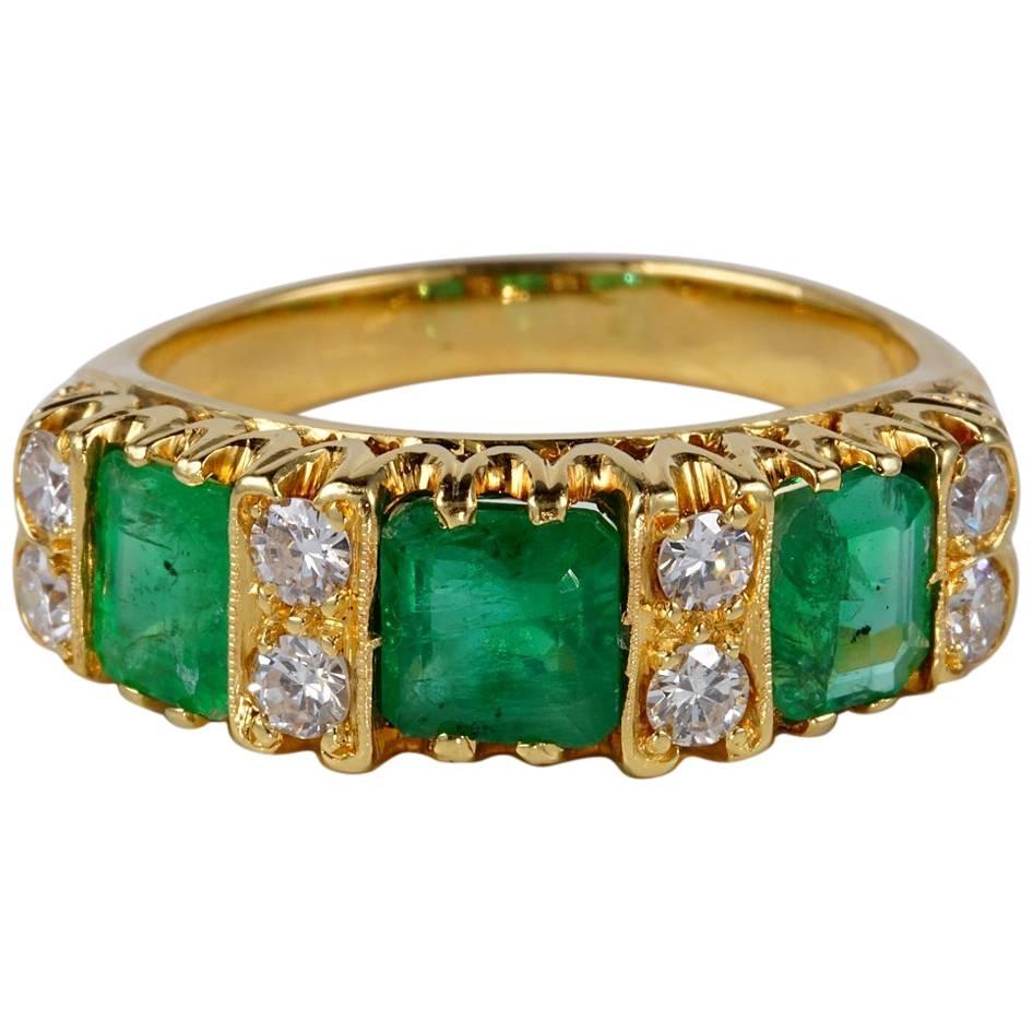 Art Deco 2.0 Carat Colombian Emerald .60 Carat Diamond ring For Sale
