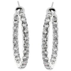 Harry Winston 5.46 Carat Diamond Platinum Hoop Earrings
