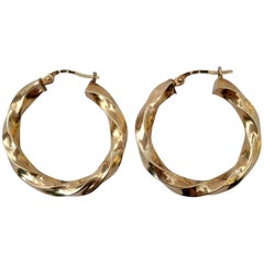 vintage gold hoop earrings Vintage Gold Hoops Wavy Twisted Gypsy Earrings
