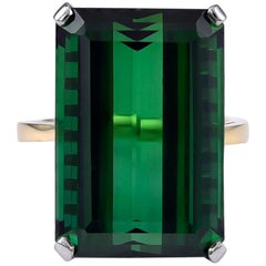 Single Stone Green Tourmaline Ring
