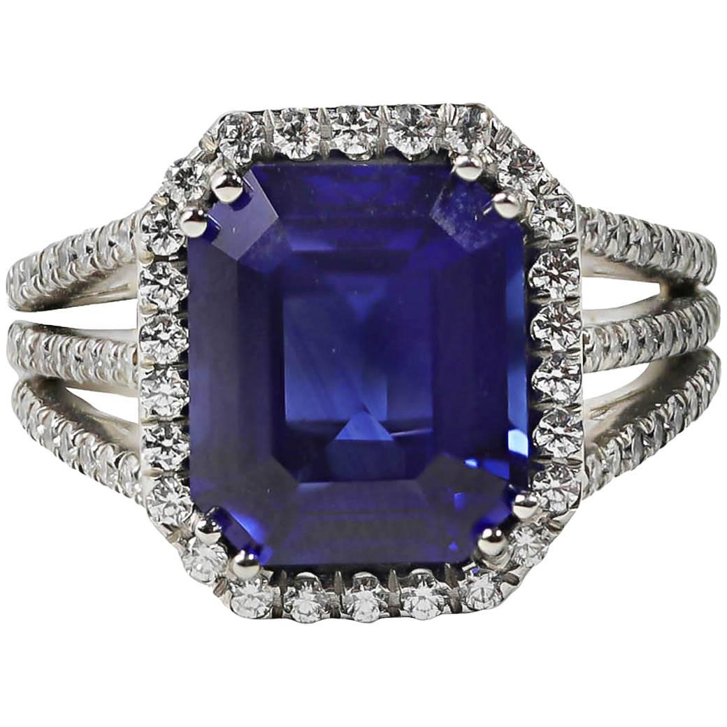Mark Patterson Sapphire and Diamond Platinum Cocktail Ring