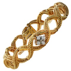 Vintage Textured Diamond Section Link Bracelet