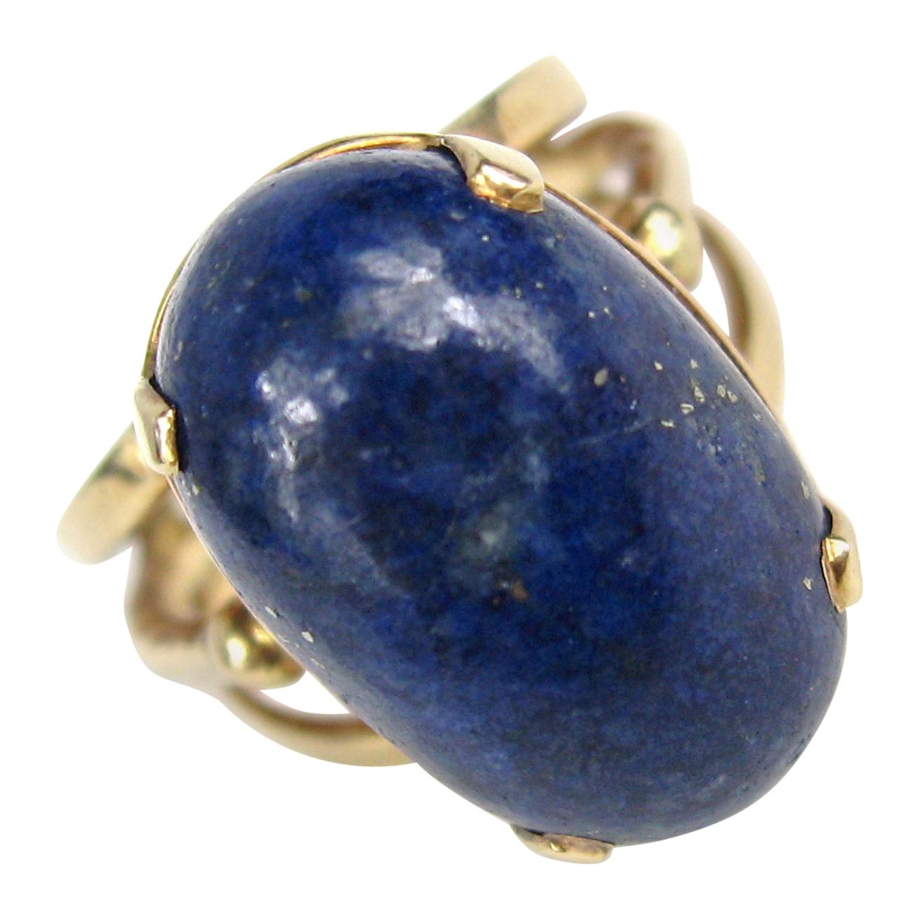 14 Karat Gold Lapis Lazuli Ring, Midcentury