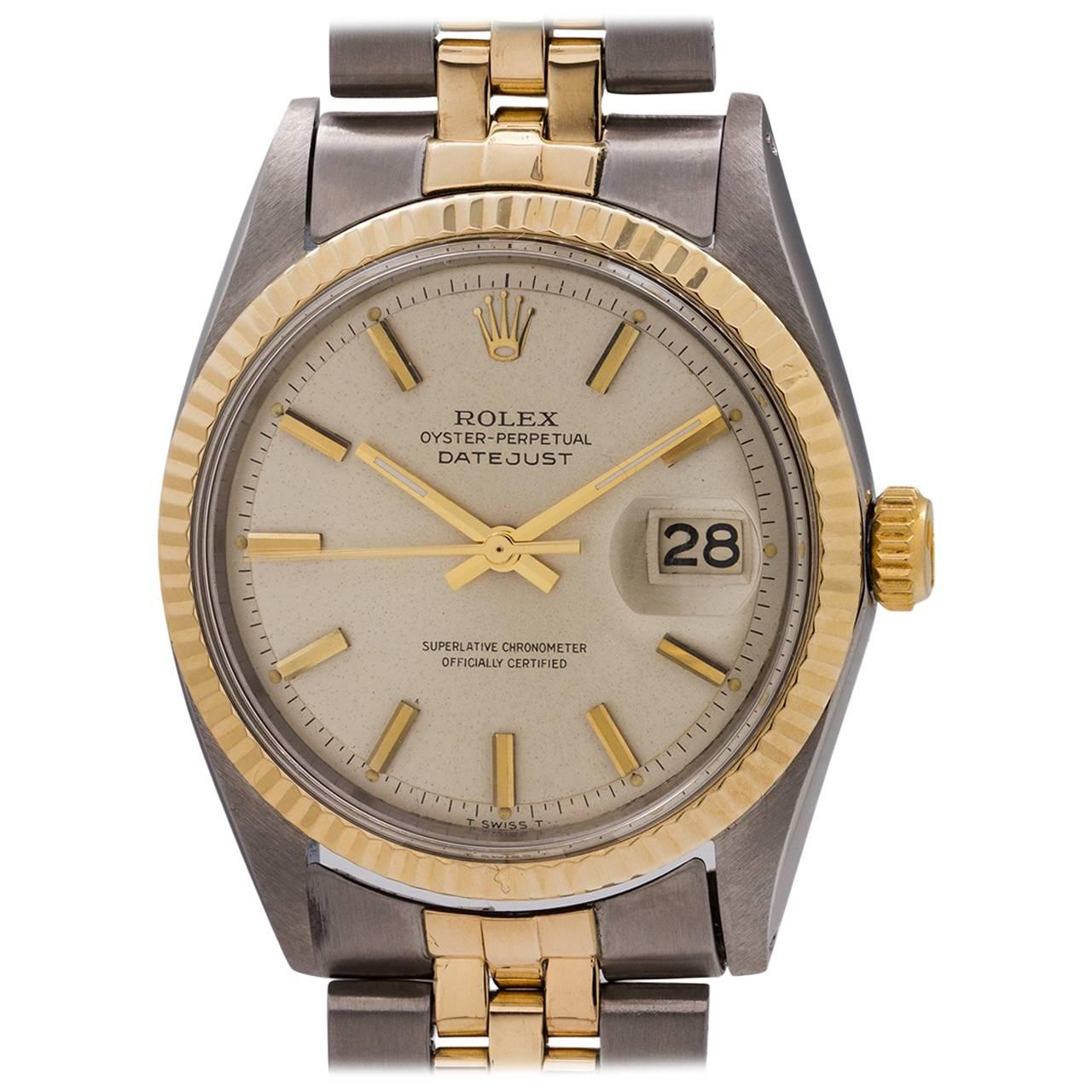 Rolex Yellow Gold Stainless Steel Datejust self winding Wristwatch, circa 1965